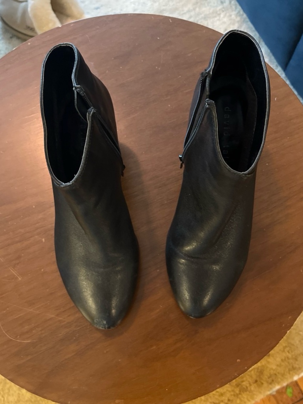 David Tate Black Leather Ankle Booties